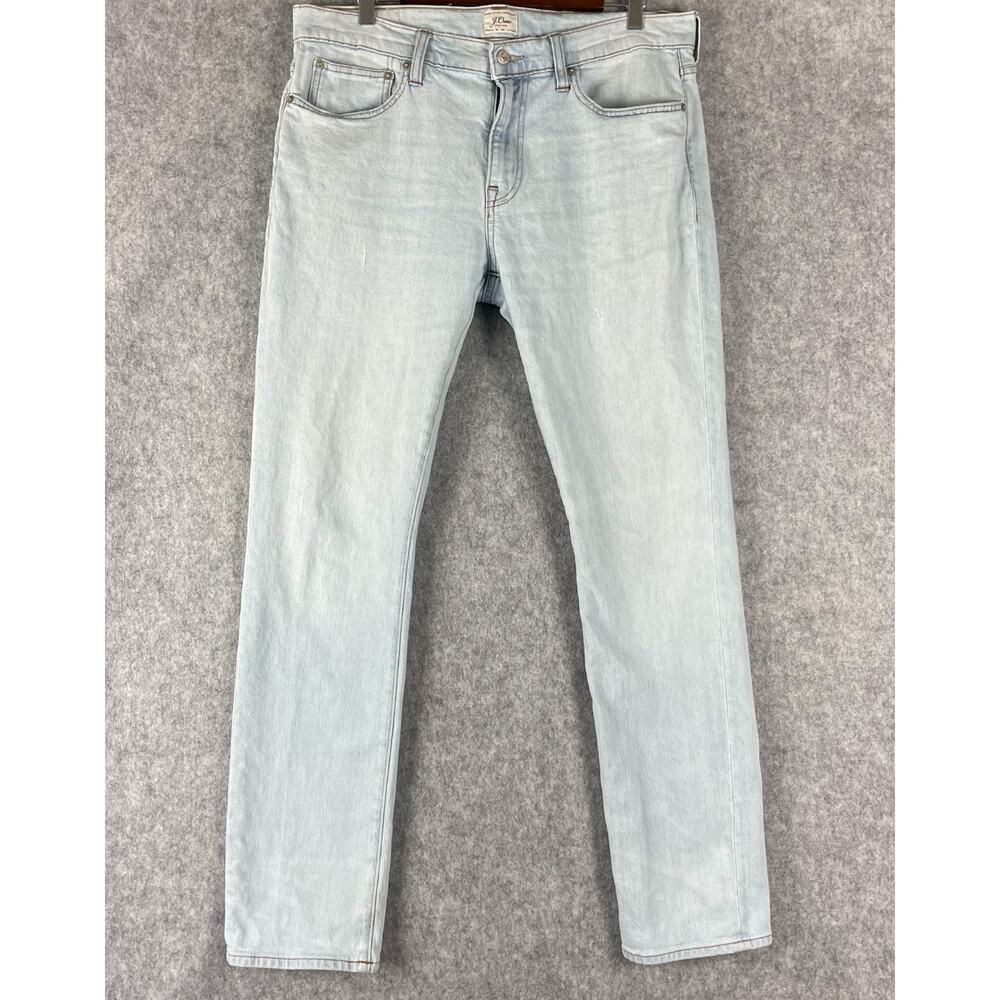 J. Crew 484 Slim Jeans Mens 35x32 Light Wash Distressed Stretch Preppy Casual
